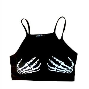 Black crop top skeleton hands